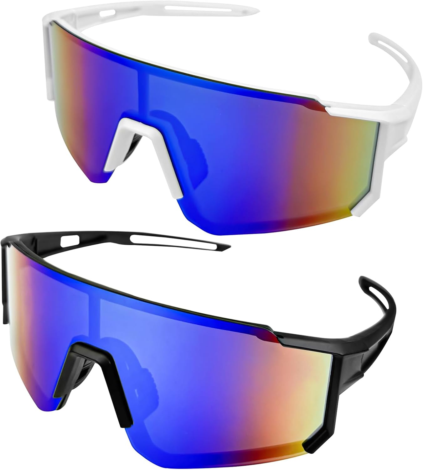 Ghazpmuk 2 Pièces Lunettes de Soleil, Lunette de Cyclisme Polarisées, Lunette de Soleil Sport Polarisée, Lunettes de Vélo, Protection UV400, pour Course à Pied, Cyclisme, Pêche, Ski