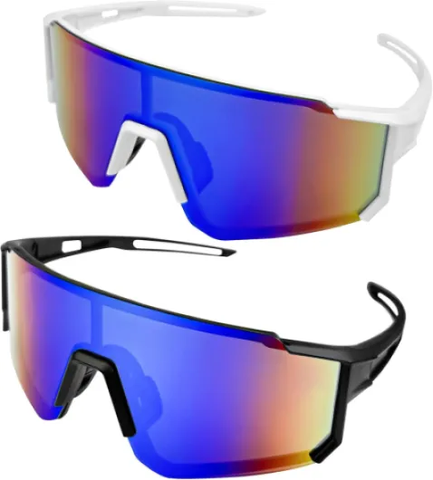 Ghazpmuk 2 Pièces Lunettes de Soleil, Lunette de Cyclisme Polarisées, Lunette de Soleil Sport Polarisée, Lunettes de Vélo, Protection UV400, pour Course à Pied, Cyclisme, Pêche, Ski