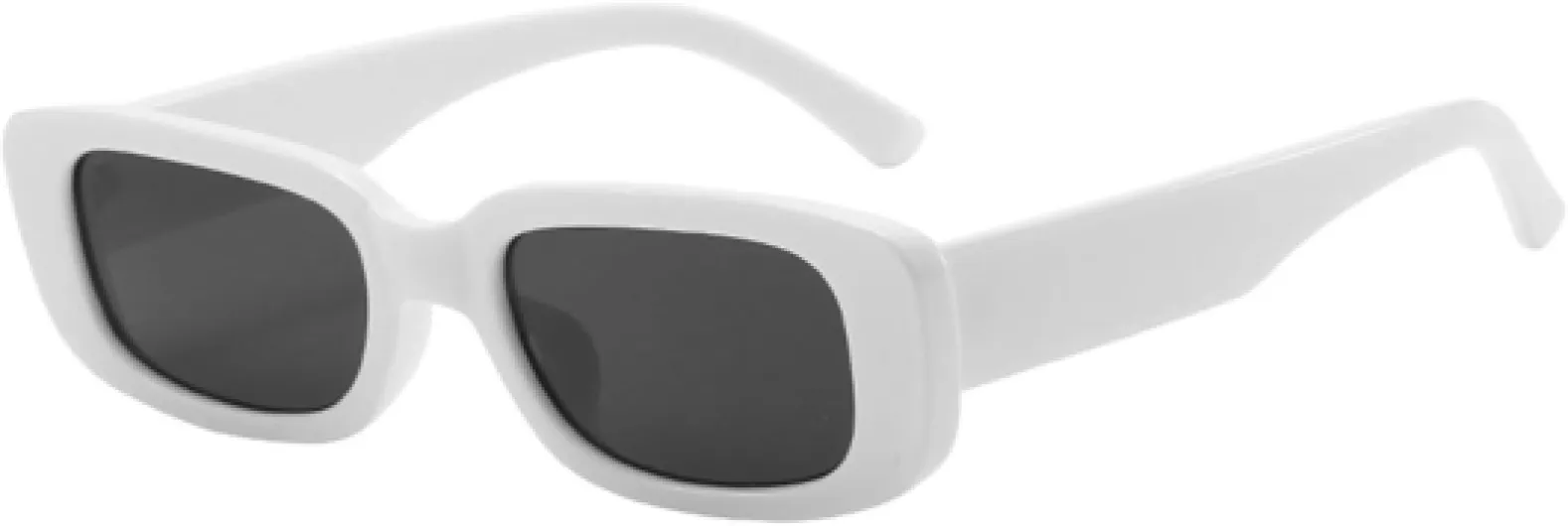 WDZAYXC Lunettes de soleil rectangulaires vintage pour homme et femme - Lunettes rétro tendance avec monture carrée - Lunettes de protection UV400 Blanc.