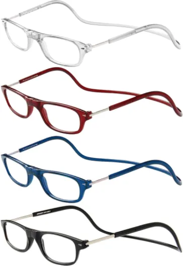 Lunettes de Vue Lecture [Pack 4 Unités] Monture [Transparent Bourdeaux Bleu Noir] +2.50 Dioptrie Femme Homme Aimant Fermeture Loupes Vue Près Pliable Régable Magnetique +2.50 Grossissement (Lot de 4) Transparent + Bourdeaux + Bleu + Noir