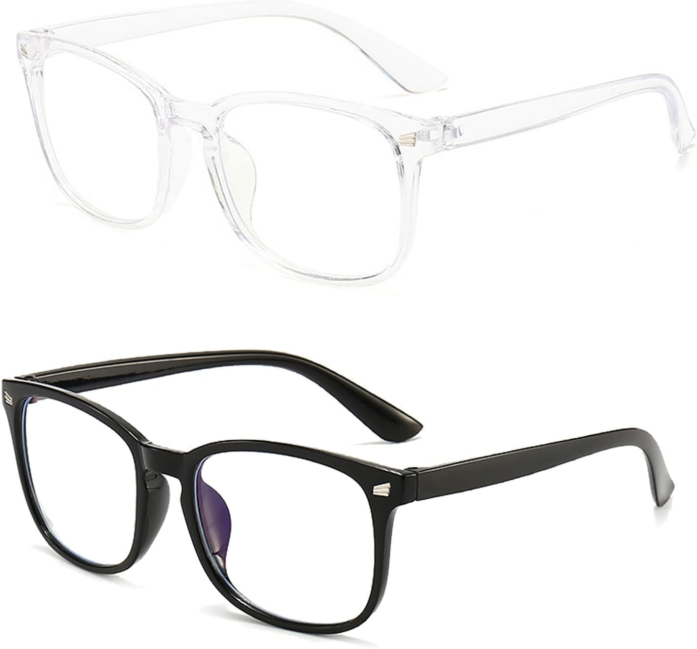 2 paires de lunettes de lumière bleue, lunettes de blocage de la lumière bleue, lunettes bue Light, fausses lunettes, lunettes de lumière bleue pour les femmes, lunettes de lumière bleue pour