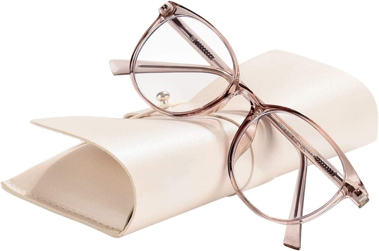 FONHCOO Lunettes Anti Lumière Bleue Femme et Homme, TR90 Ultra-légère Repos Verres Transparent Unisexe Anti-fatigue Stylé Écran Protection UV Skin Pink