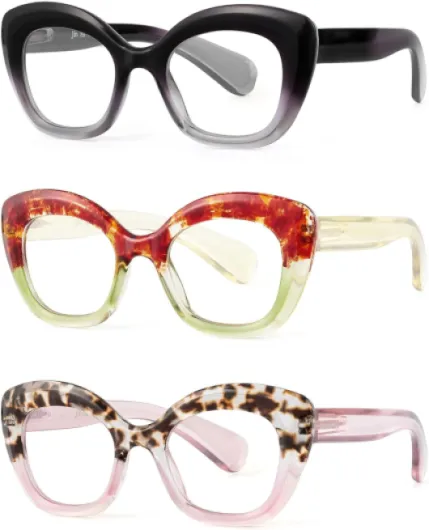 Lot de 3 Lunette Loupe Yeux de Chat,Lunette Anti Lumiere Bleue pour Femme Homme Lot de 3 Mixte #3 2.5 x