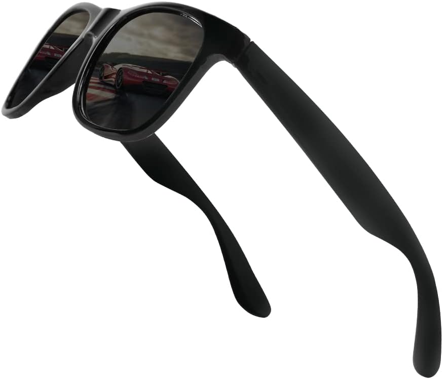 URAQT Lunettes de Soleil de Sport pour Hommes et Femmes, Antirefletavec Protection UV, Pare-soleil de Protection UV400 pour la Pêche, le Vélo, le Golf, la Moto-Monture Noire Verres Gris(B)