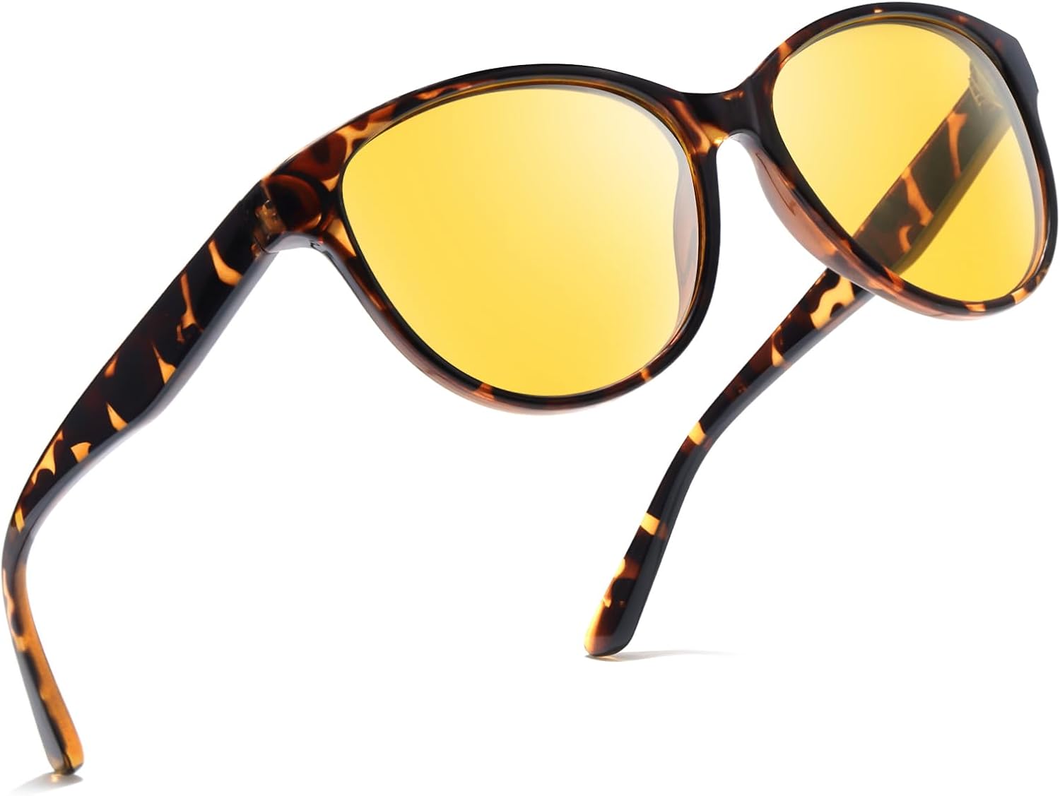 Myiaur Lunettes de conduite de nuit pour femme - Verres jaunes polarisés - Lunettes de vision nocturne anti-reflet - Visibilité et confort améliorés - Légères A01 Marron Floral