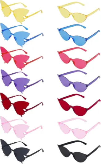 14 Paires Lunettes de Fêtes Papillon et œil de Chat Lunettes de Soleil Femme Lunettes EVJF Lunette Drole Accessoires Photobooth Mariage Enfants et Adultes
