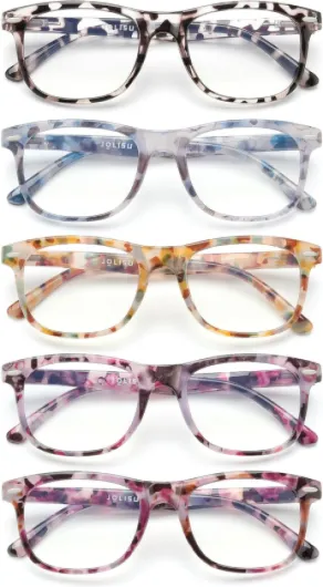 Lot de 5 lunettes de lecture pour femmes - Lunettes de lecture élégantes bloquant la lumière bleue - Lunettes de vue pour femmes et hommes avec charnières à ressort Mixcolor A 3.5 x