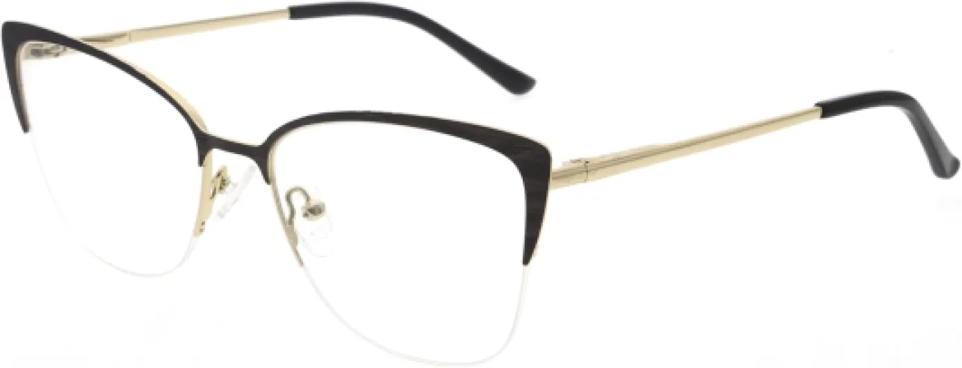 Femmes demi métal lunettes rétro papillon verres transparents uniques lunettes Noir