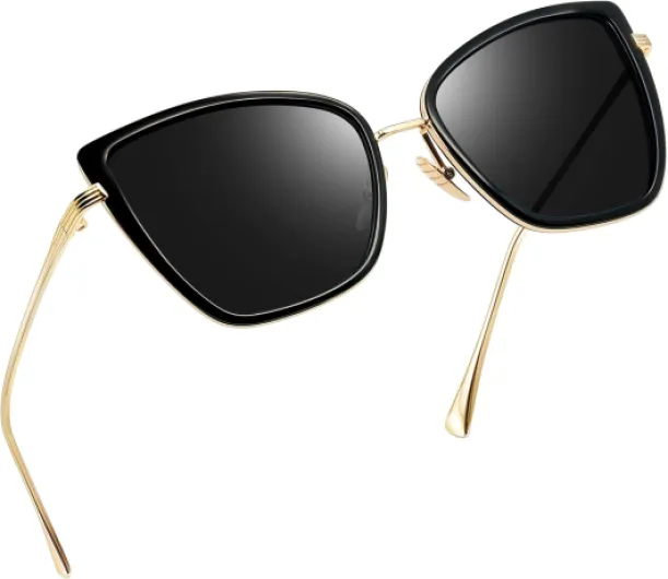 Lunettes de Soleil Œil de Chat pour Femmes Cateyes Lunettes Solaires à la Mode Classique Rétro Stylé UV400 Protection B01 Noir