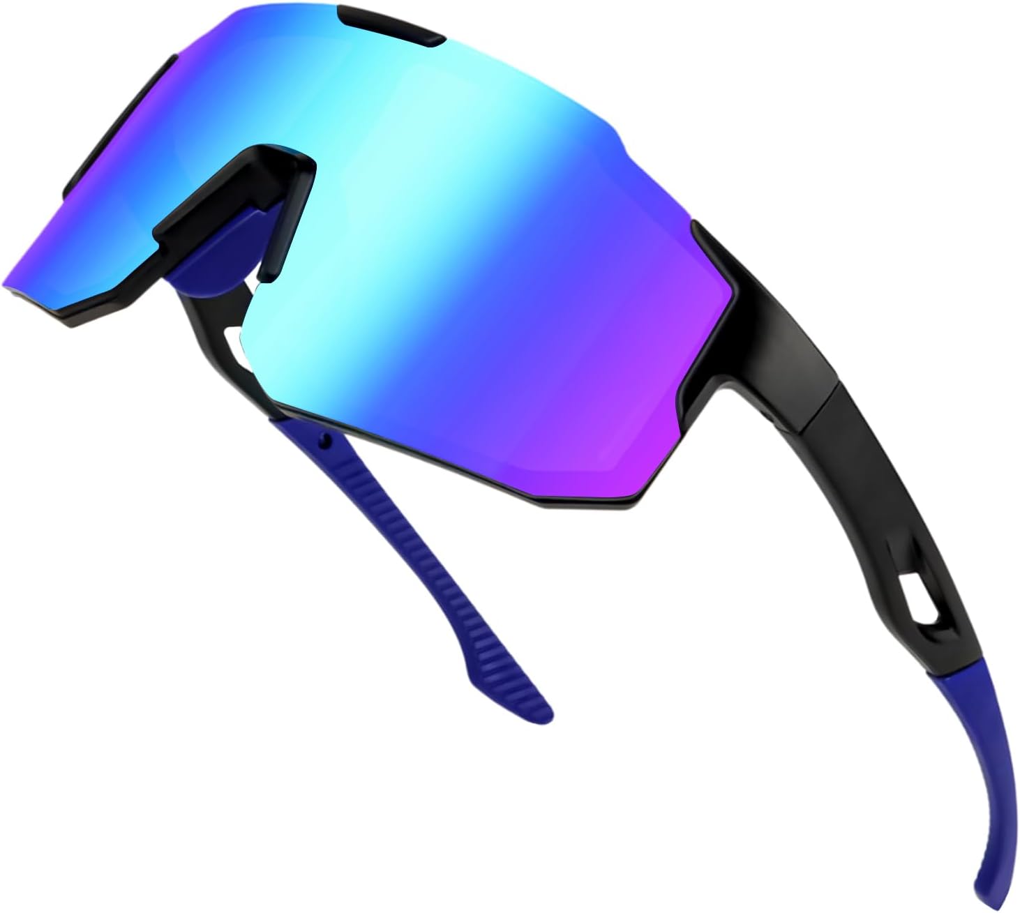 Lunette de Cyclisme,Lunette Velo Route Homme Femme-UV400 Protection,Lunette Soleil Pour le Cyclisme, la Moto, la Course, le Ski, le Baseball, la Pêche, Beachvolleyball noir/bleu