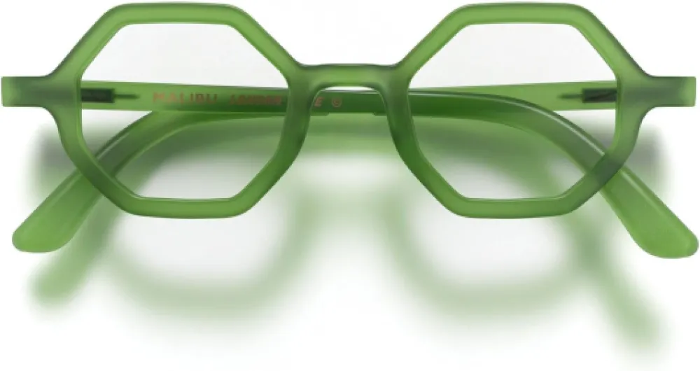 ® Malibu lunettes de lecture - Lecteurs froids de forme hexagonale/octogonale - Homme femme unisexe - Charnières à ressort Vert Transparent Caoutch 2.0 x