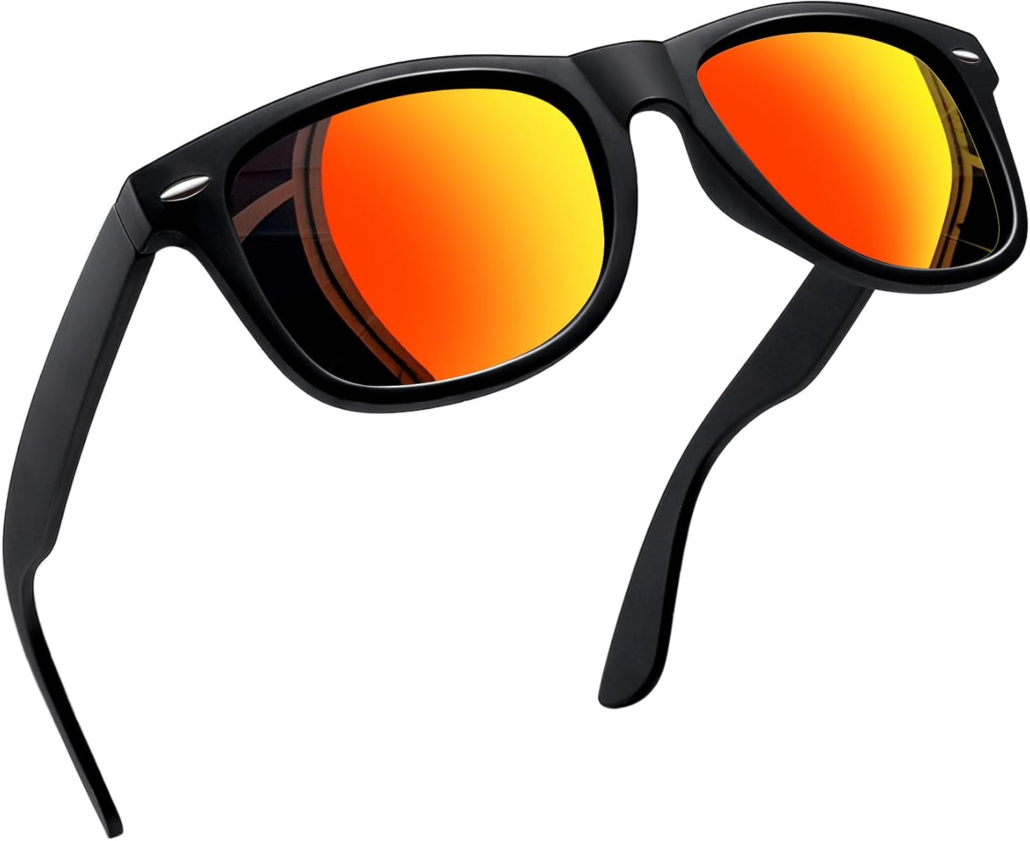 Lunettes de Soleil Carrées Polarisées Homme et Femme Lunette Solaire Classic Style Rétro pour Conduire Voyager A33 Noir Orange que les photos