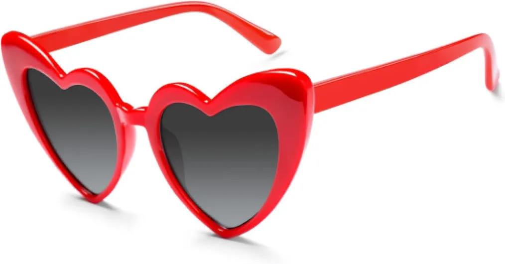 Lunettes de soleil vintage en forme de cœur pour femme - Pour mariage, enterrement de vie de jeune fille Rouge 1