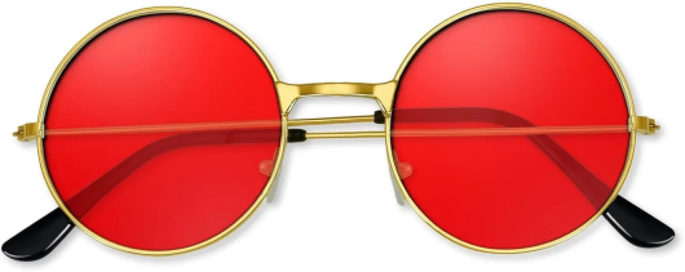 1 à 3 paires de lunettes de soleil rondes hippie des années 70 pour femme avec chiffon coloré A09-rouge Rouge