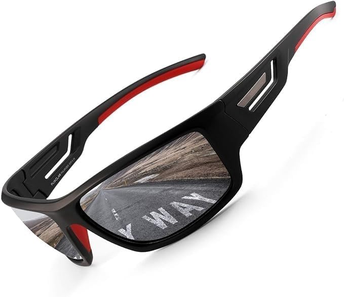 Lunettes de soleil Hommes Polarisées Léger TR90 Frame UV400 Spring Hinges Sunglasses C3 Noir / Bleu Miroir Cat 3 63 Millimètres