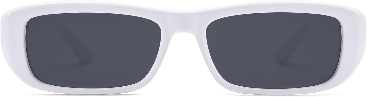 SJ2351 Lunettes de soleil rectangulaires polarisées rétro pour femme Coupe carrée UV400 Lunettes de soleil Blanc
