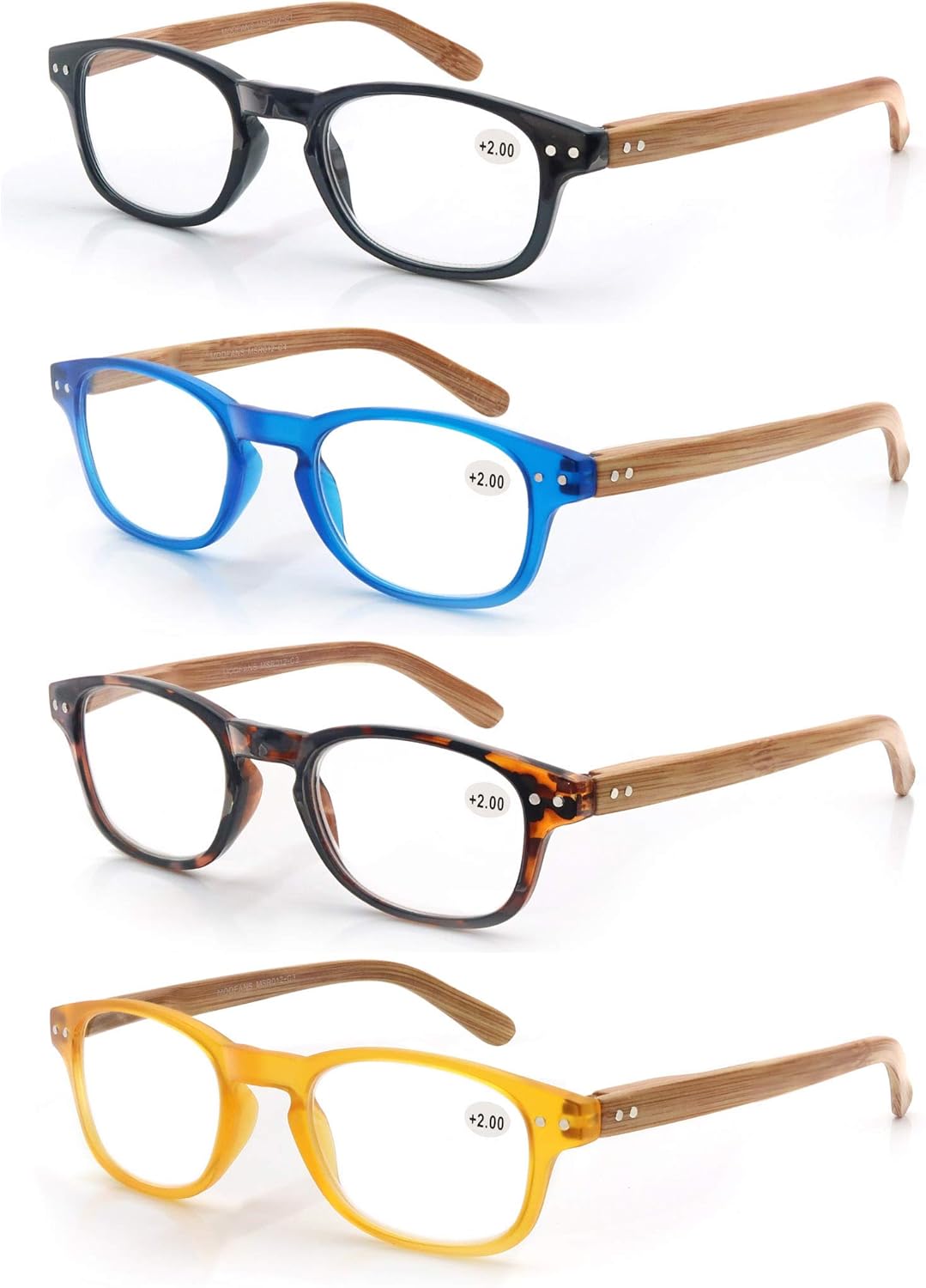 MODFANS Lot de 4 Lunettes de Lecture Hommes Femme +1.50 4 Couleurs Melangees