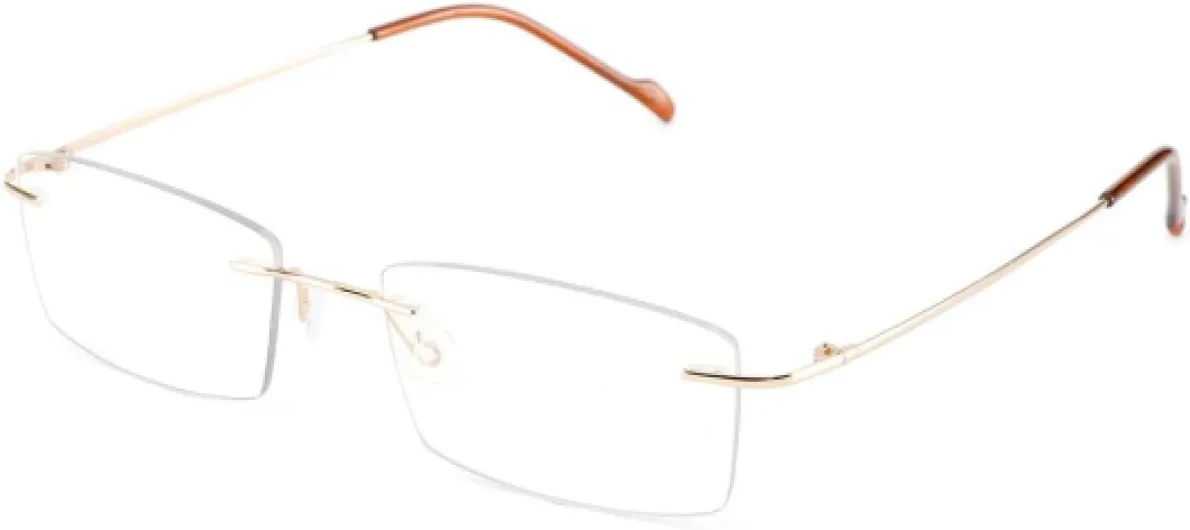 100% Titane Lunettes Anti-lumière Bleue, Lunettes Non-cerclées d'Affaires de Haut-Grade - Super Légère (10g), Monture Flexible, Anti-fatigue Oculaire pour Hommes/Femmes