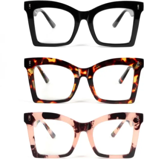 3 Pack de lunettes de lecture carrées oversize pour femmes avec charnière à ressort anti-lumière bleue Lunettes d'ordinateur 3 Pièces 2.5