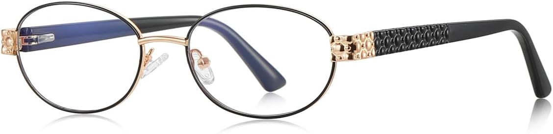 Cadre de lunettes ovale en métal pour femmes TR90 Lunettes bloquant la lumière bleue Femme Cadre Doré Noir