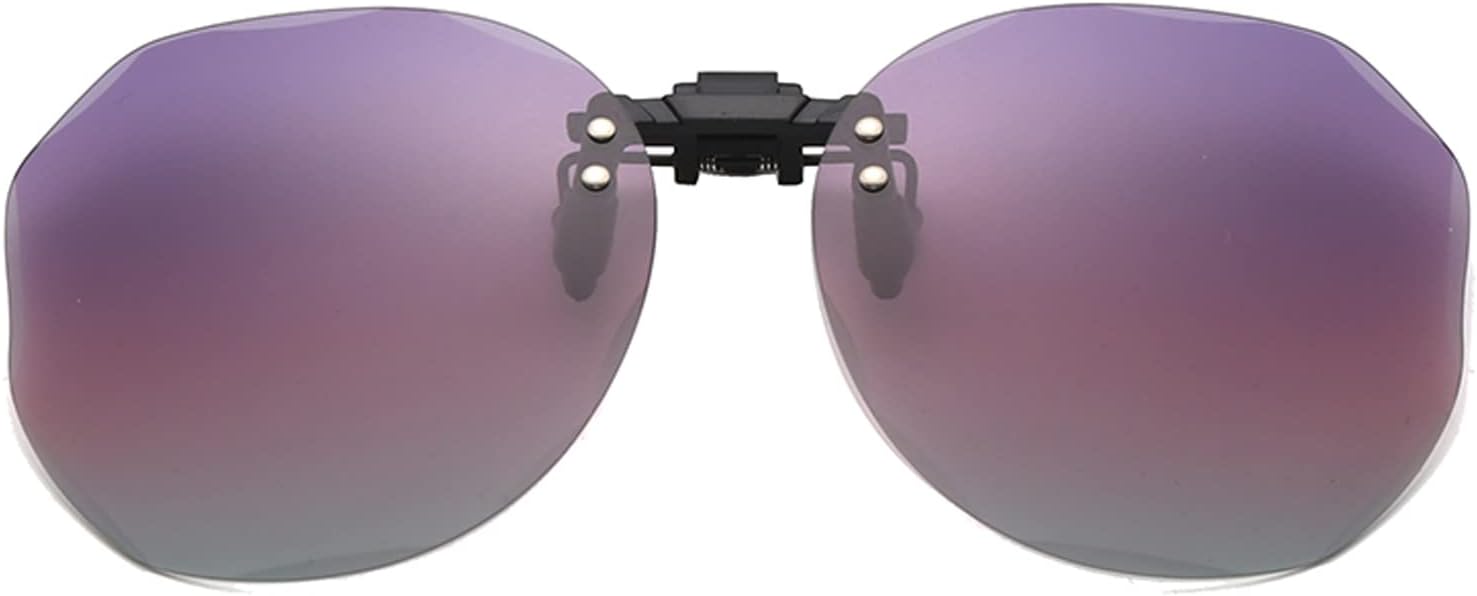 Clip Lunettes de Soleil Polarisées pour Femmes Hommes Sans Cadre Clip Solaire pour Lunettes De Vue Lunettes de Soleil Polarisées à Clipser Dégradé Violet