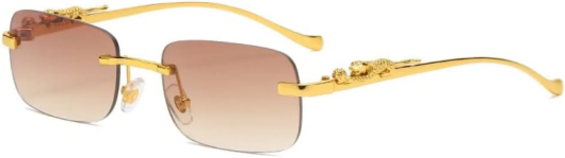 Lunettes de soleil sans monture pour homme et femme, lunettes de soleil classiques de haute qualité pour femme - Marron