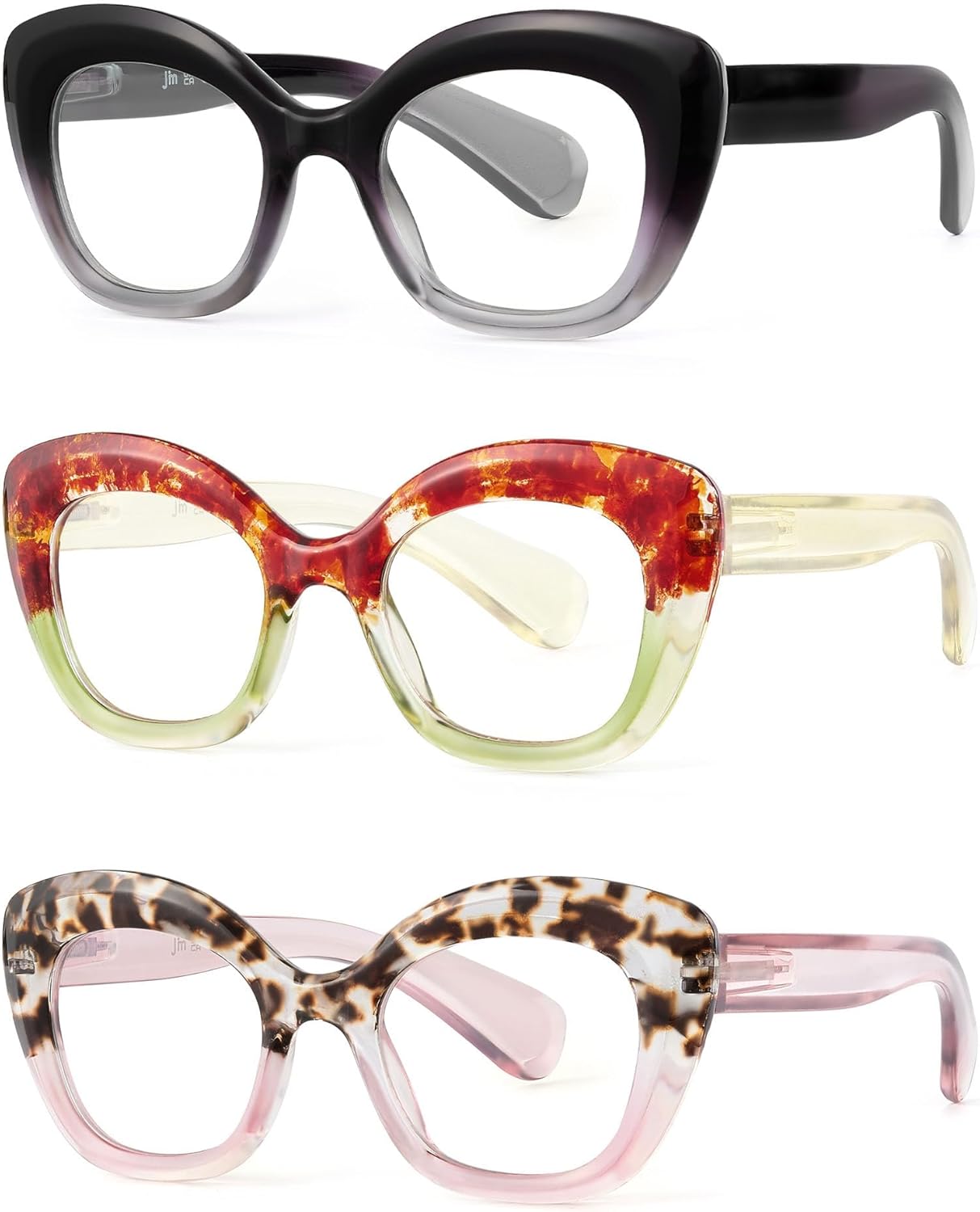 Lot de 3 Lunette Loupe Yeux de Chat,Lunette Anti Lumiere Bleue pour Femme Homme Lot de 3 Mixte #3 2.5 x