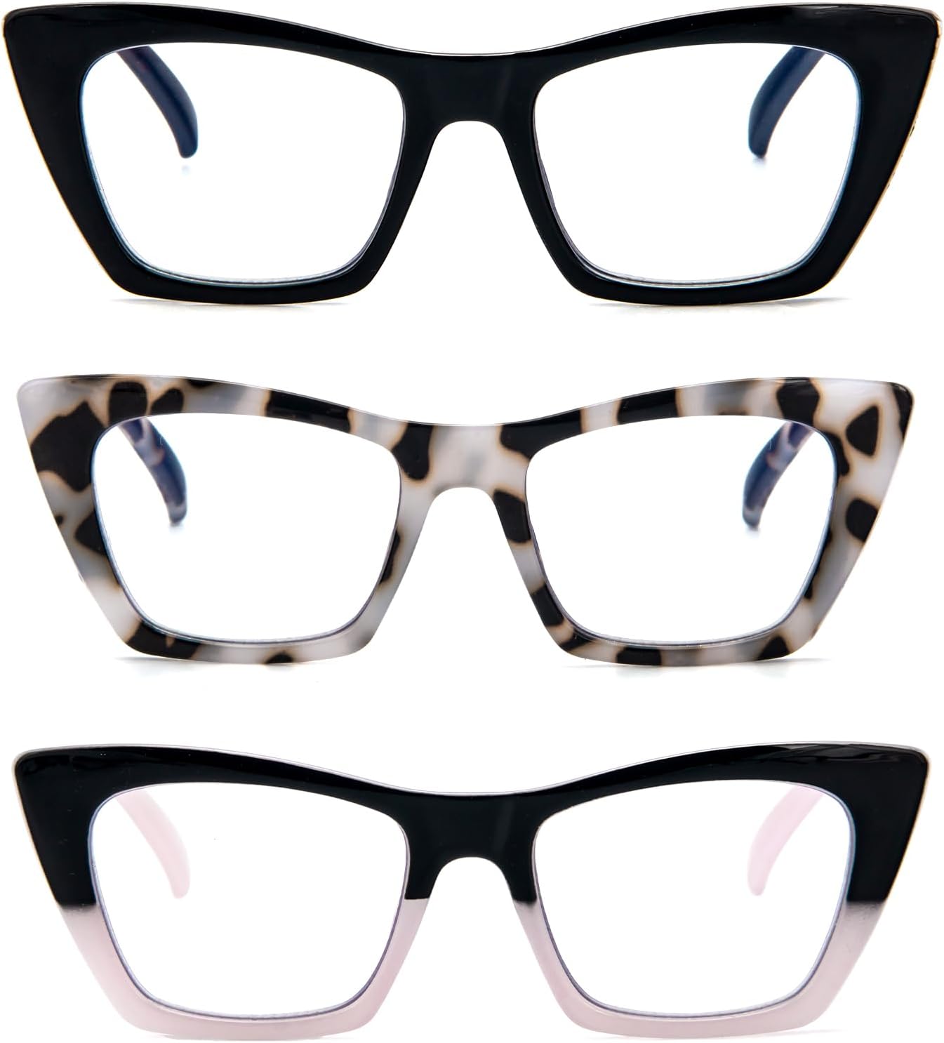 3 Pack Lunettes de Lecture Oprah pour Femmes Bloquant la Lumière Bleue de l'Ordinateur Loupes de Lecture Cat-eye avec Charnière à Ressort (3 Pairs, 1.5, Dioptres) 3 Pairs 1.5 Dioptres
