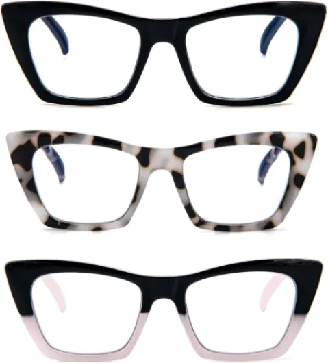 3 Pack Lunettes de Lecture Oprah pour Femmes Bloquant la Lumière Bleue de l'Ordinateur Loupes de Lecture Cat-eye avec Charnière à Ressort (3 Pairs, 1.5, Dioptres) 3 Pairs 1.5 Dioptres