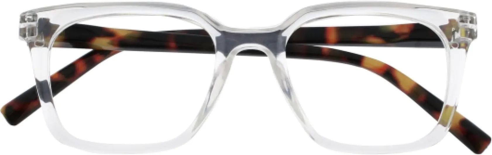 KOI Lunettes de Lecture - Large Monture Rectangulaire Élégante - Transparent - Hommes Femmes - Charnières à Ressorts - R50-C - +2.00 1 Pack - Transparent 2 x