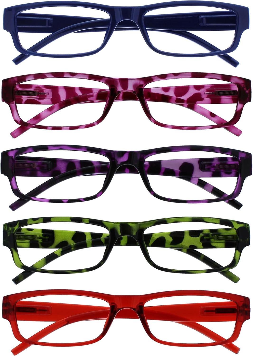 The Reading Glasses Company ACE Lunettes de Lecture Lot de 5 - Monture Étroite - Bleu/Rose/Violet/Vert/Rouge - Modèle Mixte Homme Femme - RRRRR32-3456Z - +2.00 5 Pack - Bleu / Rose / Violet / Vert / Rouge 2 x