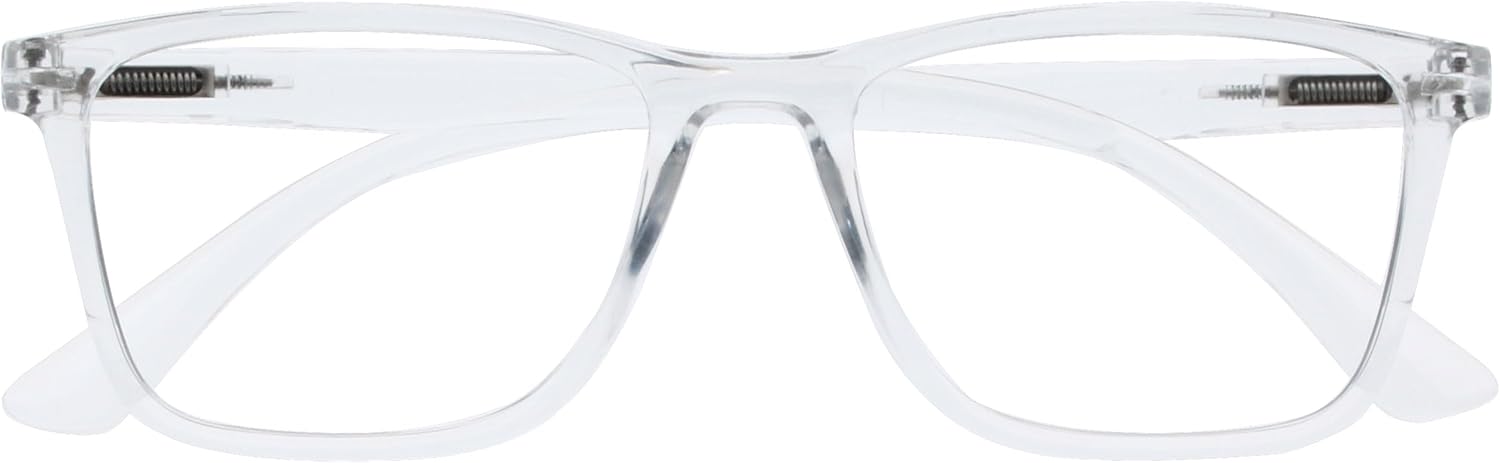 NYX Lunette anti lumiere bleue femme & homme - Lunette Loupe Ecran/Gaming - Anti-éblouissement, UV400, Légère - Rectangulaire - Translucide - + 1,50