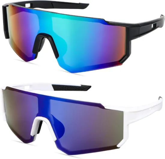 Lot de 2 lunettes de soleil polarisées pour homme et femme - Protection UV 400 - Coupe-vent - Protection contre le vent - Pour activités de plein air B