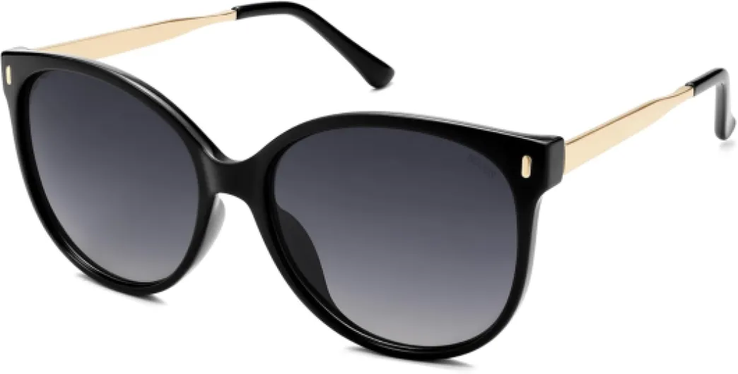 SJ2391 Lunettes de soleil rondes polarisées rétro pour homme et femme Grand œil de chat Tendance Vintage UV400 Lunettes de protection Noir/Gris