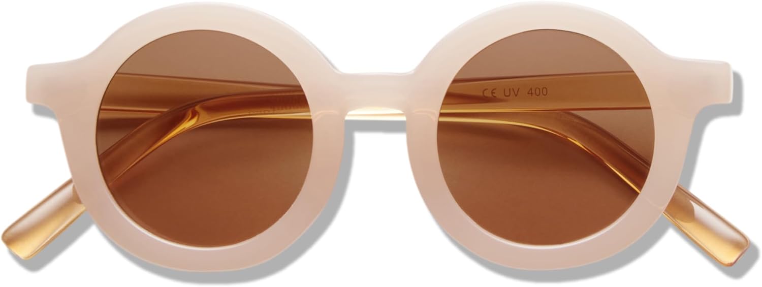 Lunettes de soleil enfant polarisées 1,5 à 7 ans - Lunettes soleil pour garçons et filles - Lunette de soleil enfant ronde UV400 - Bioplastique sans BPA - Protection UV 100% - Design suédois Rose