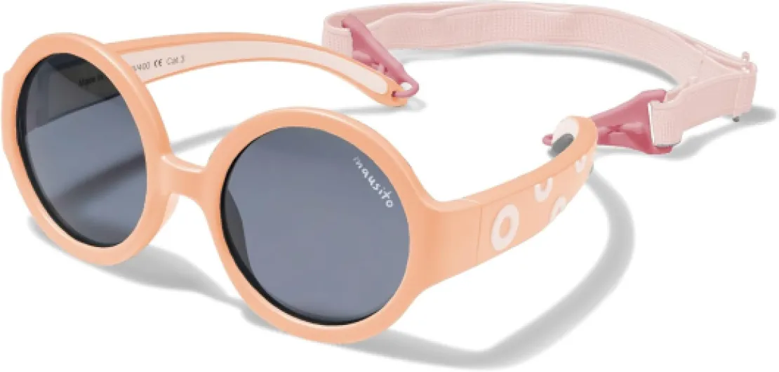 Lunettes de soleil enfant monture flexible & bandeau ajustable - Lunettes de soleil bébé et enfant protection 100% UV & sans BPA - Design européen, maintien parfait - 6-24 mois et 2-5 ans Pêche 2-5 ans