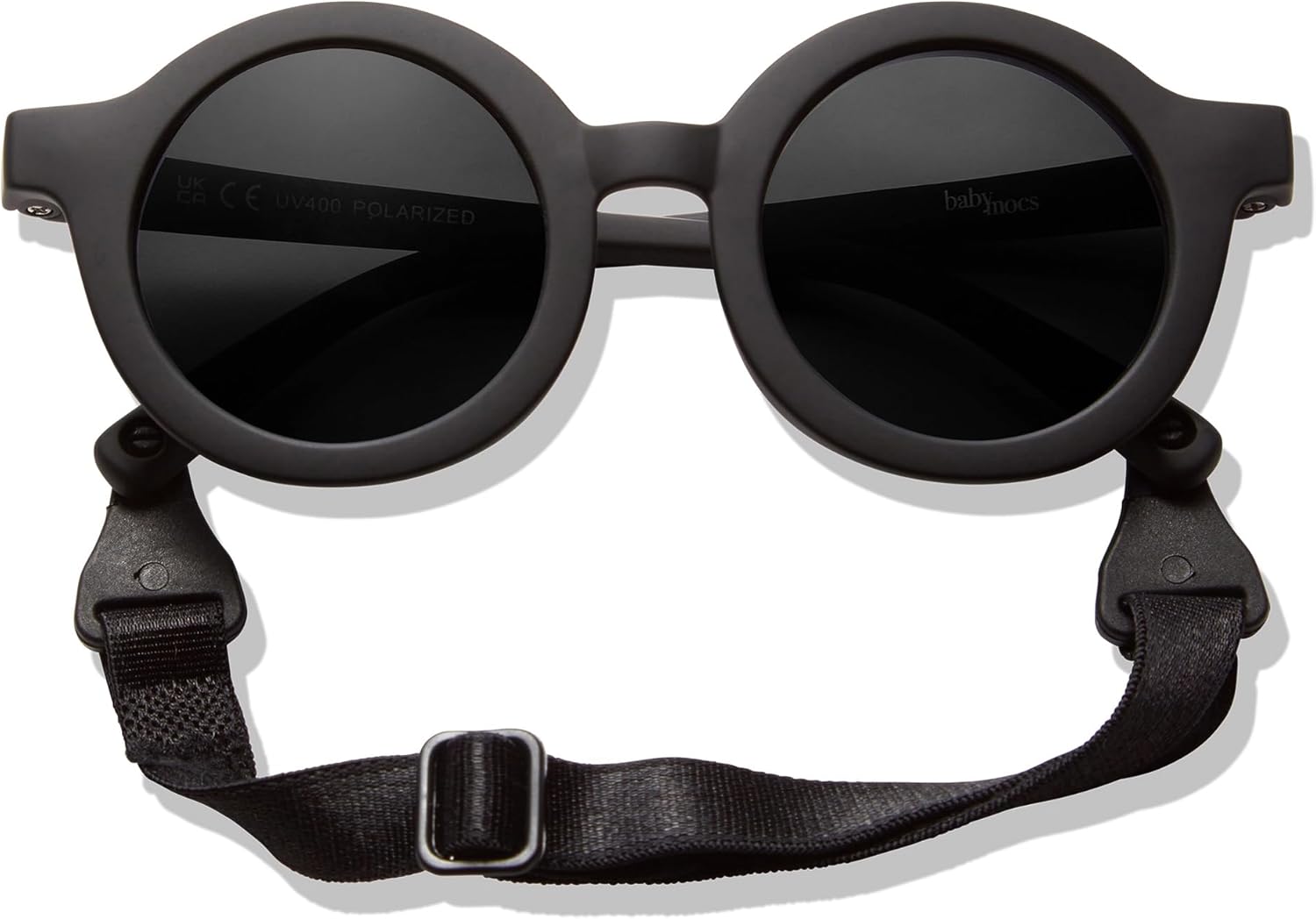 Lunettes de soleil rondes pour enfant de 1,5 à 8 ans - Protection UV 100 % - Sans BPA - Lunettes de soleil sans substances nocives pour garçon avec bande - Design suédois - Lunettes de soleil Noir