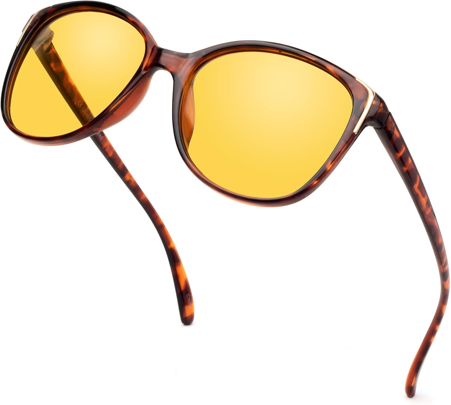 Lunettes Jaune Conduite de Nuit Femme Homme, Polarisées, anti Eblouissement de Vision Nocturne pour Conduire, Ultra Léger Marron Léopard Cadre/Lentille Jaune Vision Nocturne