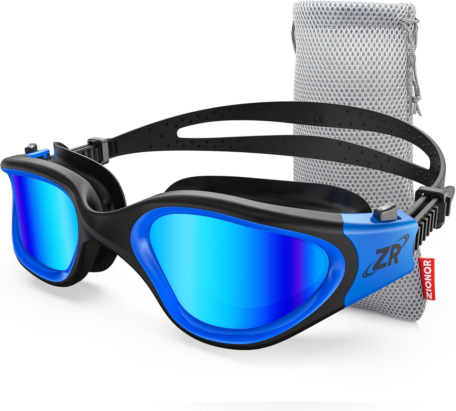 ZIONOR G1 Lunettes de natation polarisées unisexe et adulte et femme, anti-buée, 100% anti-UV, lunettes de plongée. - Taille unique A3-Lentille de miroir polarisée noir bleu