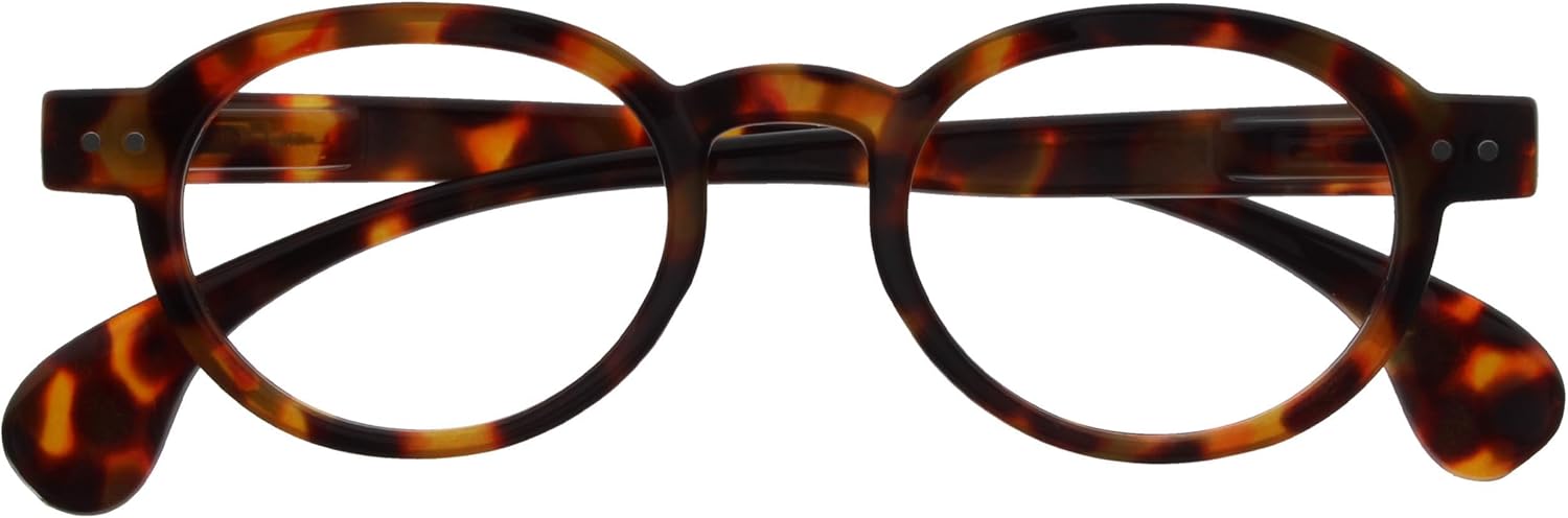 OCA Lunettes de Lecture - Monture Ronde Moderne Rétro - Écaille de Tortue Marron Brillante - Hommes Femmes - Charnières à Ressort - R54-2 - +2.50 1 Pack - Écaille Brune 2.5 x