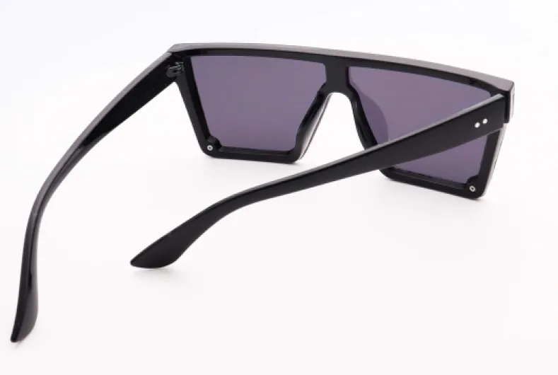 Lunettes de soleil carrées surdimensionnées pour homme et femme - Monture large Noir