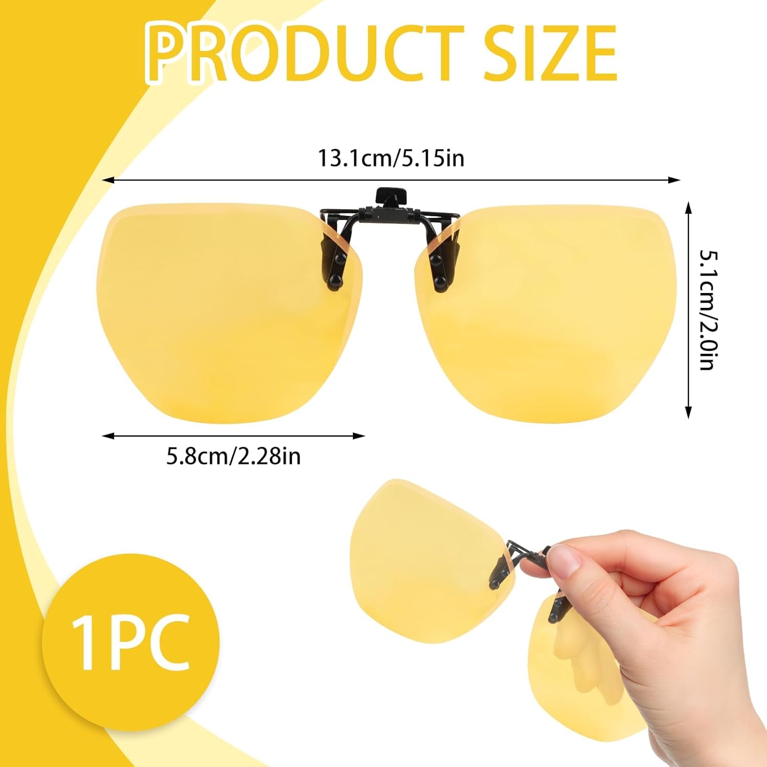 Clip Launettes Conduite de Nuit, Lunettes de Vision Nocturne Verres Jaunes Polarisés Anti-Éblouissement Ultra léger Clip Lunettes de Soleil pour Hommes Femmes Unisex Conduite Outdoor Sports Night