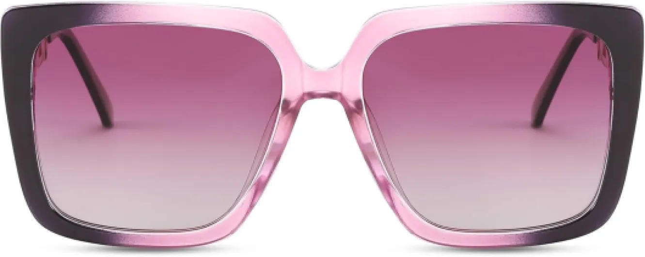 Lunettes de Soleil Polarisées Femmes Grandes Lunettes Carrées Classiques Vintage Fashion avec Protection UV400 B0003 Monture Violette Dégradée - Lentille Violet 62 Millimètres