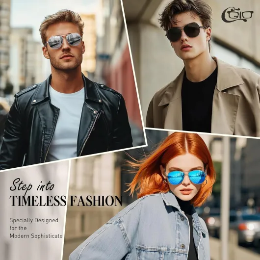 Lunettes de Soleil Al-Mg Alliage Charnières à ressort Polarisées Aviateur Pilote Homme Femme UV400,GA61 Monture Argenté - Lentille Bleu