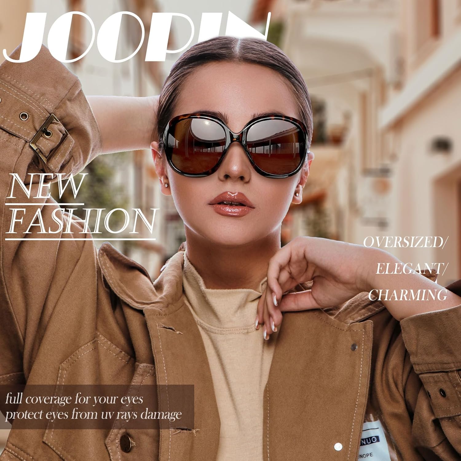 Lunettes de Soleil Polarisées Femme, Grandes et Rétro à la Mode, avec Protection UV400, Idéales pour la Conduite et les Voyages D01 Noir + Léopard Multicolore