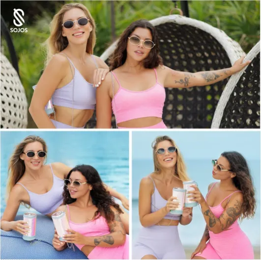 SJ1224 Lunettes de soleil ovales vintage en métal pour homme et femme avec protection UV400 Monture Or et Verres Orange