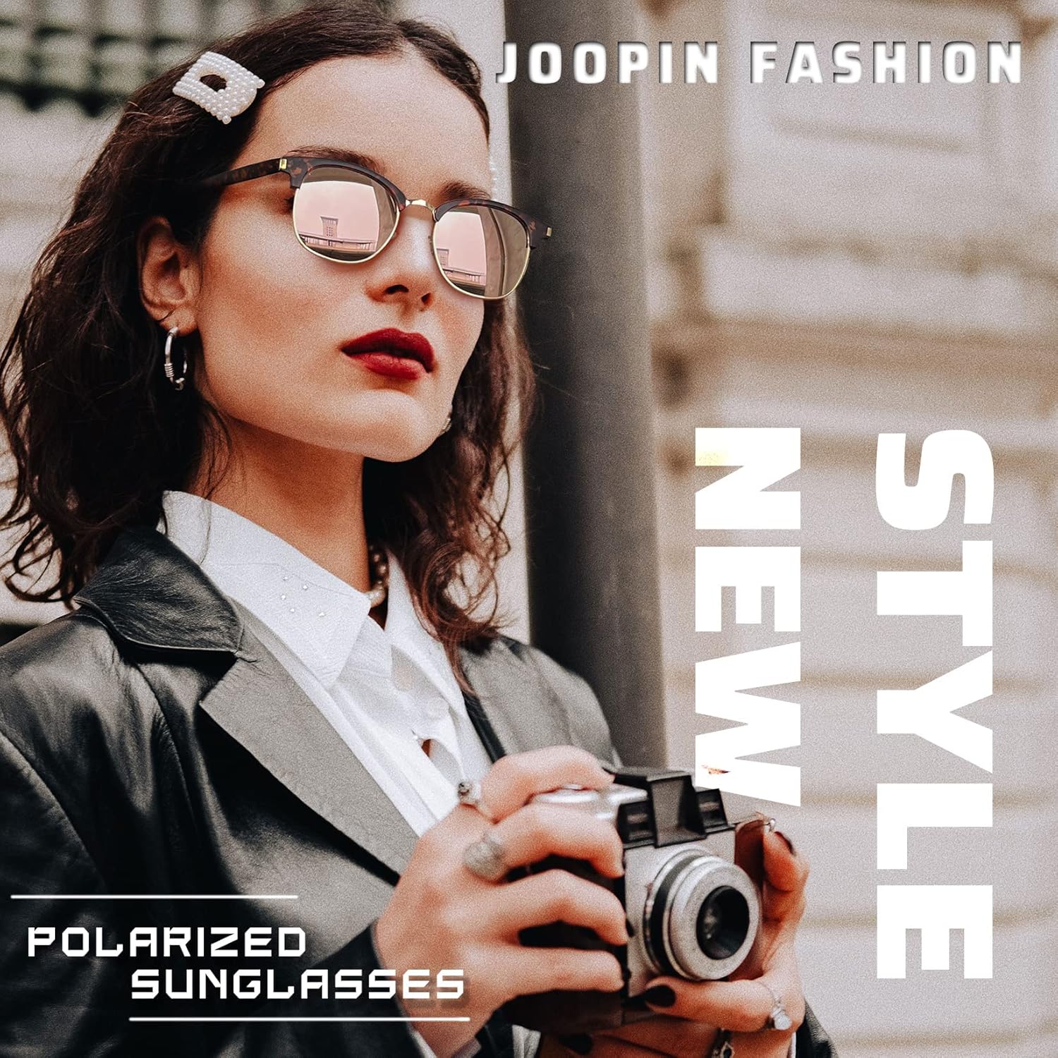 Mode et Classique Lunettes de Soleil Femme Polarisée Demi-Cerclée et Lunette de Soleil Rose UV400 Effet Miroir pour Voyage