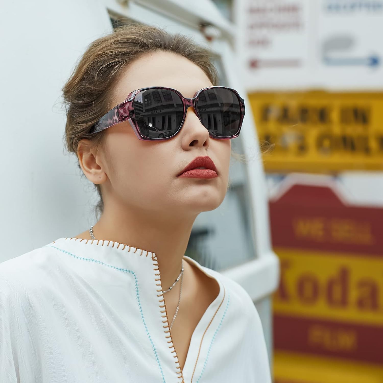 Surlunettes de Soleil Polarisées Sur-Lunettes de Soleil Femme pour Conduite, Cyclisme, Sport et Loisirs Protection UV400 Cadre Léopard Violet/Lentille Grise