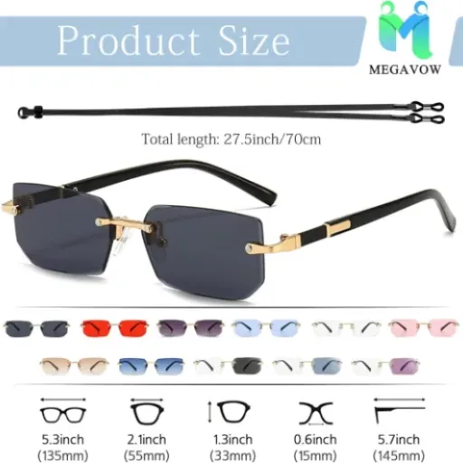 Test Rectangle Lunettes de Soleil sans Cadre Carrées : un style rétro pour toutes les occasions