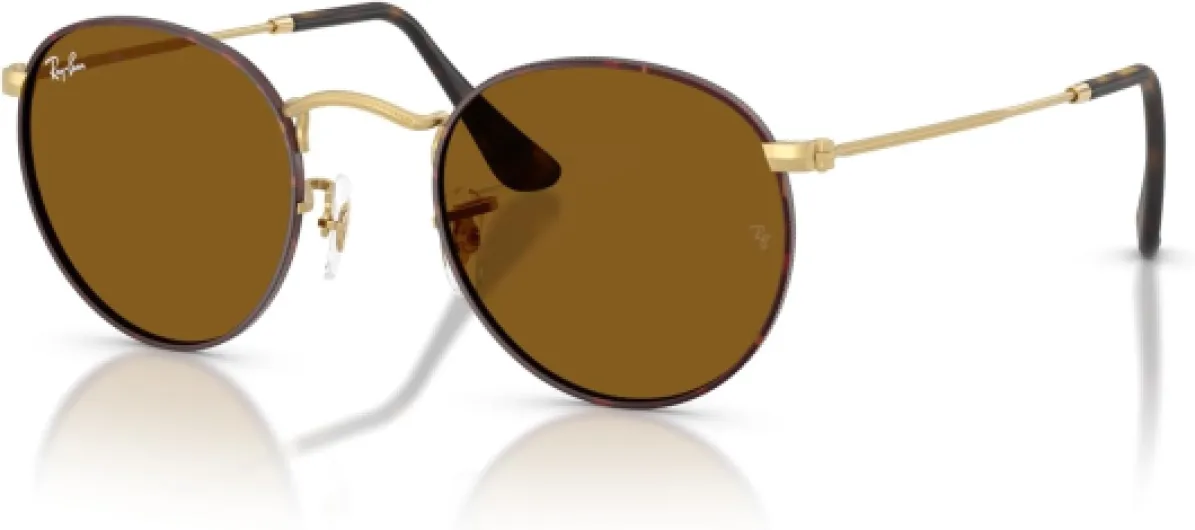 Ray-Ban Rb3447 Lunettes de soleil rondes en métal Havane Mat Sur Or Mat/Marron 50 - Millimètres